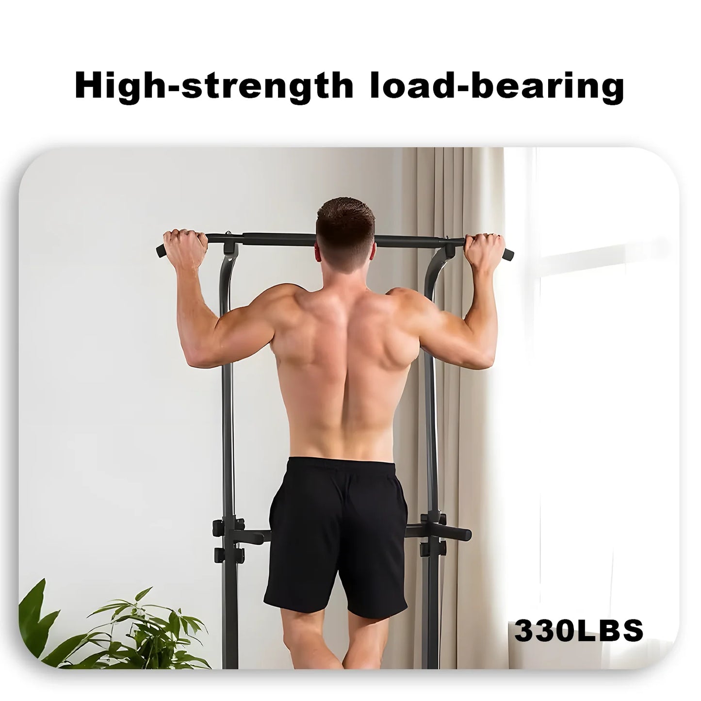 Klimmzugstation Höhenverstellbar – Freistehende Power Tower Dip Station für Homegym bis 150kg