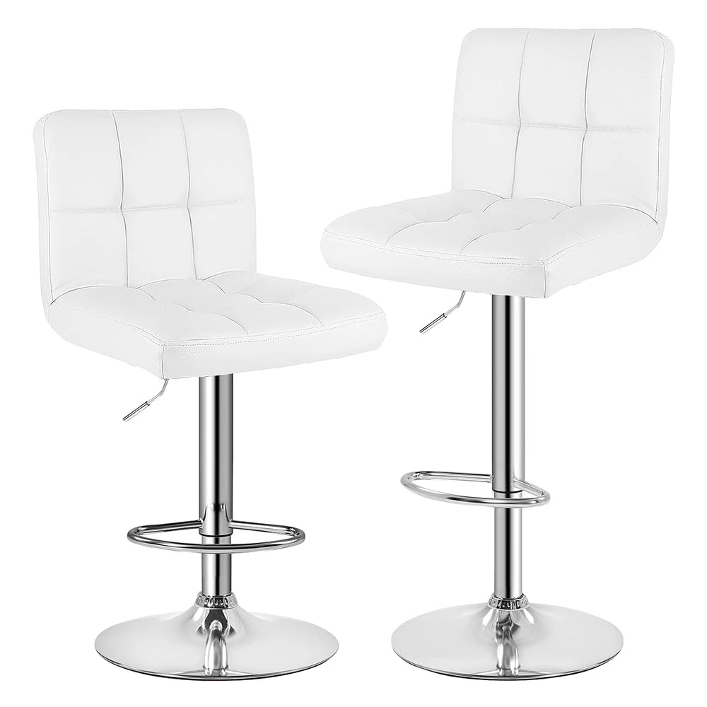 Barhocker 2er Set Höhensverstellbar Kunstleder Schwarz – Drehbarer Tresenstuhl Chrom