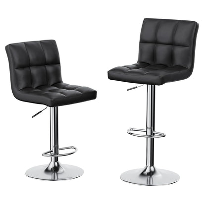 Barhocker 2er Set Höhensverstellbar Kunstleder Schwarz – Drehbarer Tresenstuhl Chrom