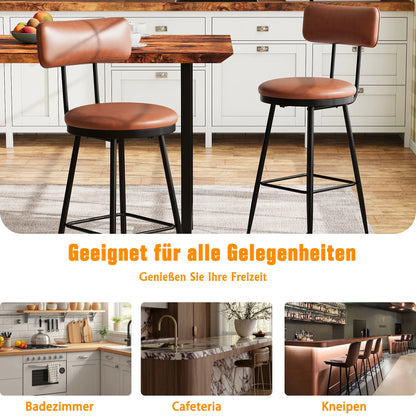 Barhocker 2er Set Schwarz – Moderne Tresenstuehle aus Kunstleder & Metall fuer Kueche, Bar & Counter bis 120kg