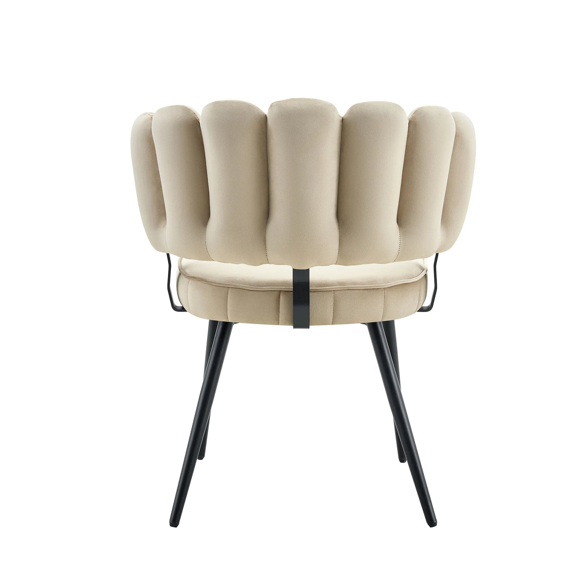 Esszimmerstuhl 2er Set Beige – Modernes Polsterstuhl Set aus Samt in Blutenform mit Metallbeinen bis 120kg