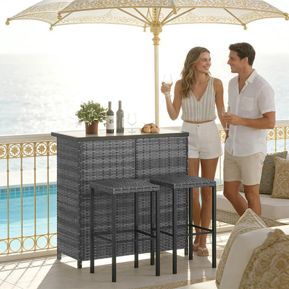 Gartenmoebel Set Metall 3-teilig – Klappbare Balkonmoebel Sitzgruppe fuer Garten & Terrasse
