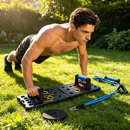 Liegestützbrett Klappbar 12-in-1 – Farbcodiertes Push Up Board für Brust, Schulter & Triceps