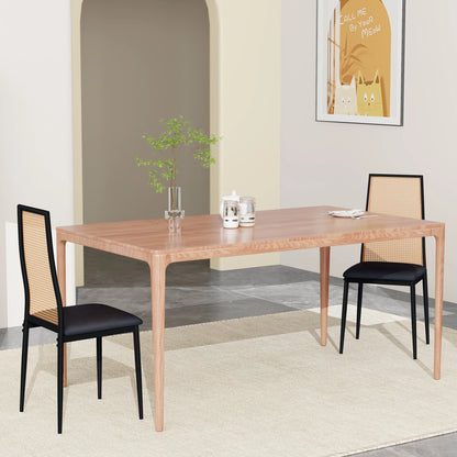 Rattan Esszimmerstühle 2er Set Holzoptik – Polsterstühle Wiener Geflecht für Küche & Wohnzimmer