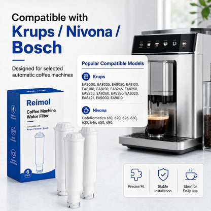 Wasserfilter Kartuschen 6er Pack – Ersatzfilter Passend für Krups Bosch Nivona Kaffeemaschinen