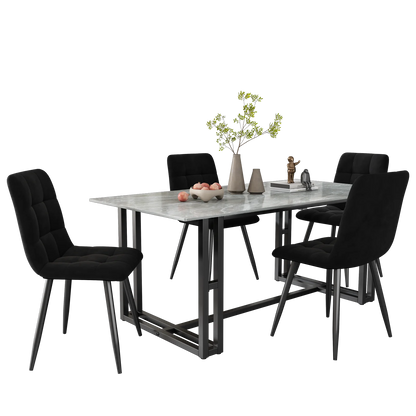 Moderne Esszimmerstühle 4er Set Samt – Ergonomische Küchenstühle Polsterstuhl Metall