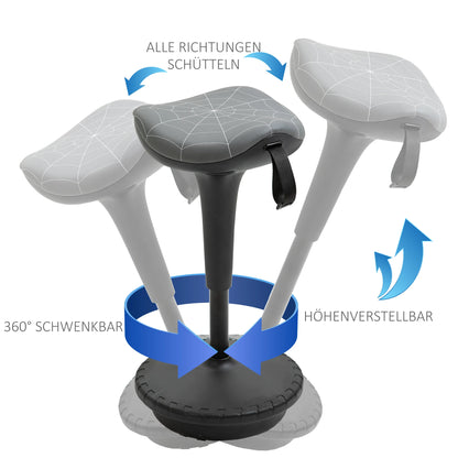 Ergonomische Stehhilfe Höhenverstellbar Schwarz – Dynamischer Stehhocker mit Wippfunktion & Sattelsitz