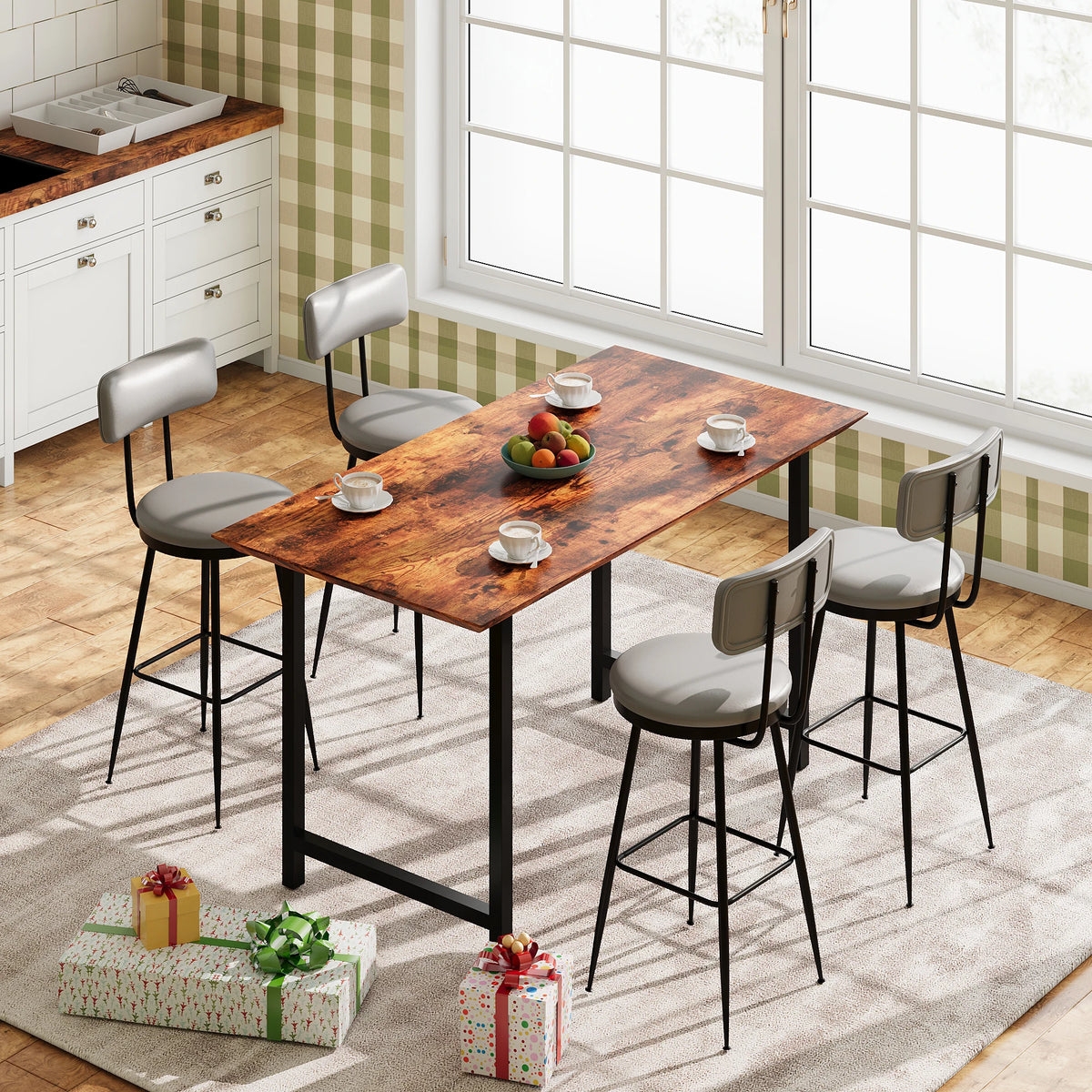 Barhocker 2er Set Schwarz – Moderne Tresenstuehle aus Kunstleder & Metall fuer Kueche, Bar & Counter bis 120kg