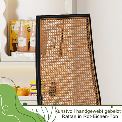Rattan Esszimmerstühle 2er Set Holzoptik – Polsterstühle Wiener Geflecht für Küche & Wohnzimmer