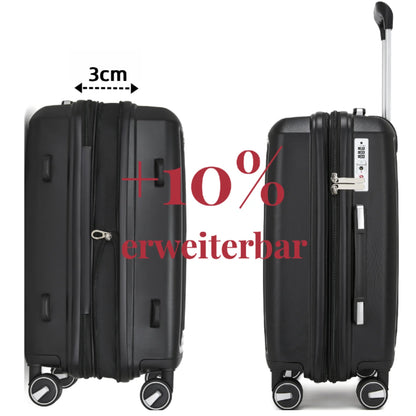 Hartschalen Koffer 20 Zoll Grau – Dehnbares Handgepaeck mit TSA Schloss & 360 Rollen