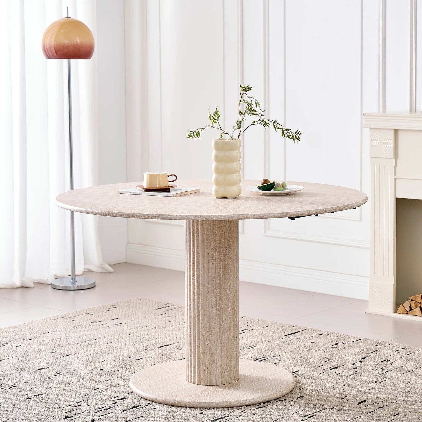 Runder Glas Esstisch 115cm – Moderner Küchentisch aus Glas & Holz für 4 Personen