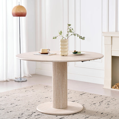 Runder Glas Esstisch 115cm – Moderner Küchentisch aus Glas & Holz für 4 Personen
