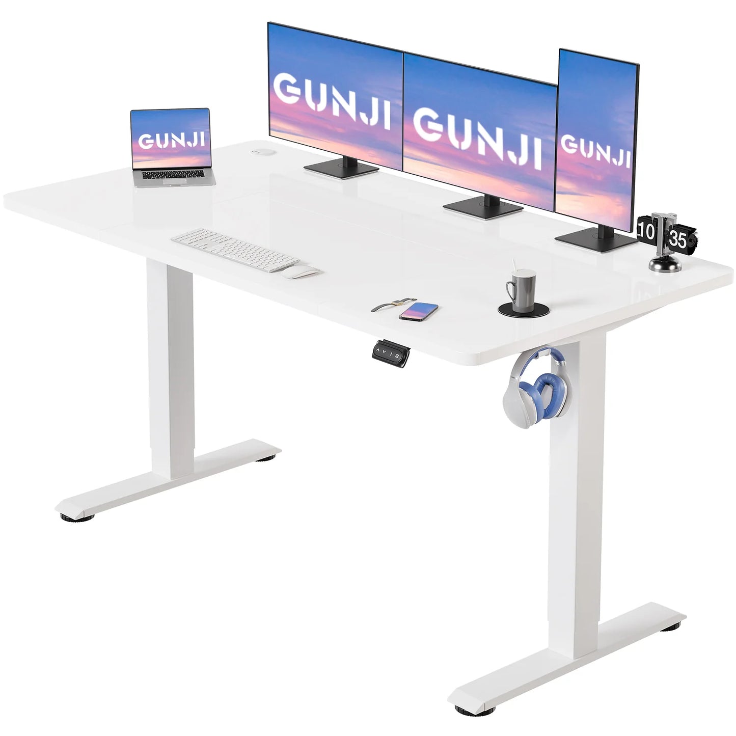 Devoko Height Adjustable Desk Electric Tabletop 120x60cm Height Adjustable table Standing Desk