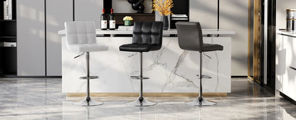 Barhocker 2er Set Höhensverstellbar Kunstleder Schwarz – Drehbarer Tresenstuhl Chrom