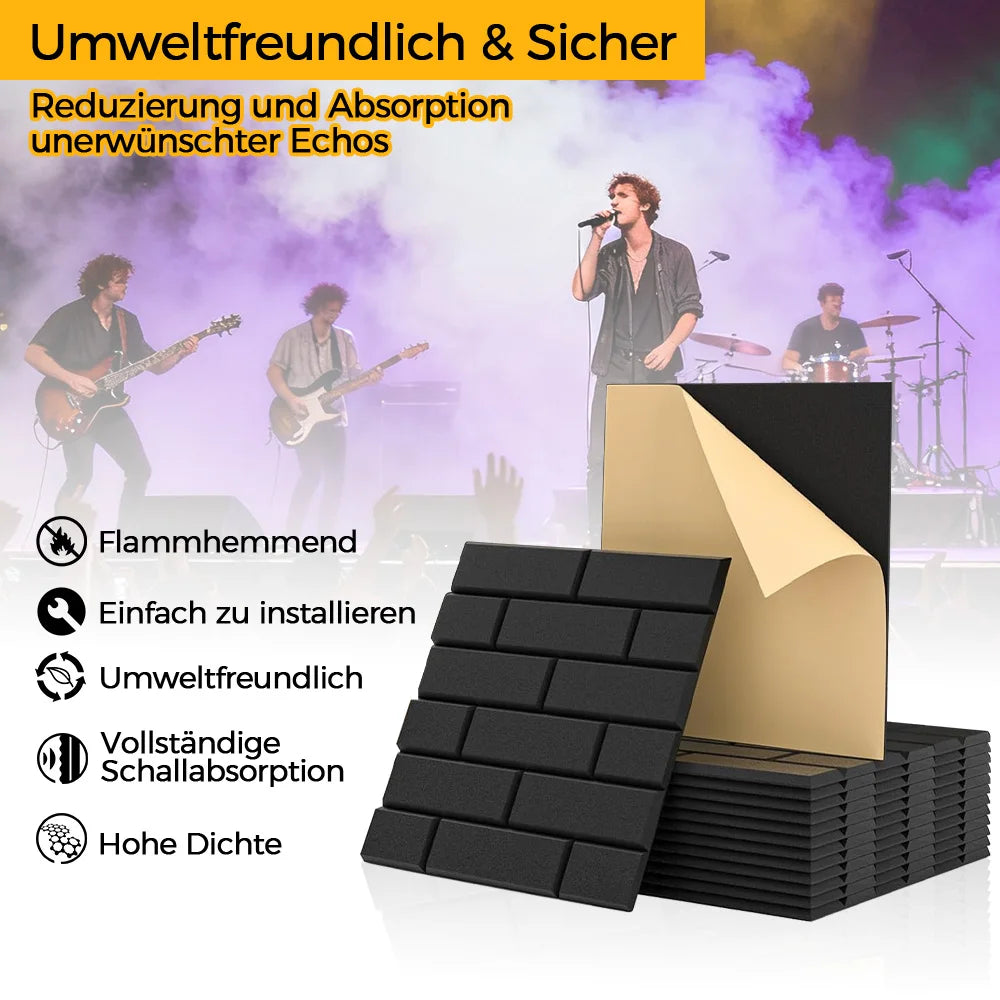 3D Wandpaneele Backsteinoptik 12er Set 30x30cm – Selbstklebende Akustikpaneele aus Polyester