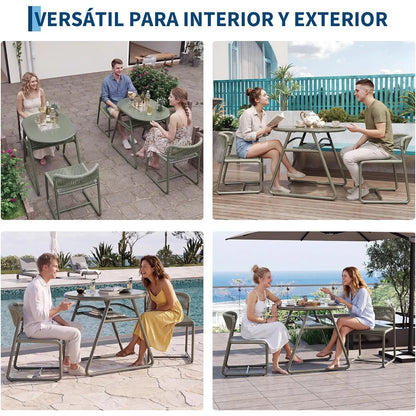 Bistro Set 3-teilig Wetterfest Metall – Modernes Gartenmöbel Set mit 2 Stühlen & Tisch