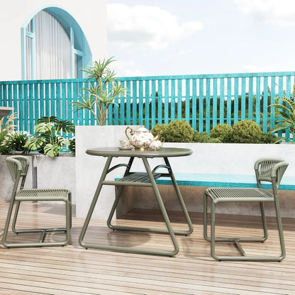 Bistro Set 3-teilig Wetterfest Metall – Modernes Gartenmöbel Set mit 2 Stühlen & Tisch