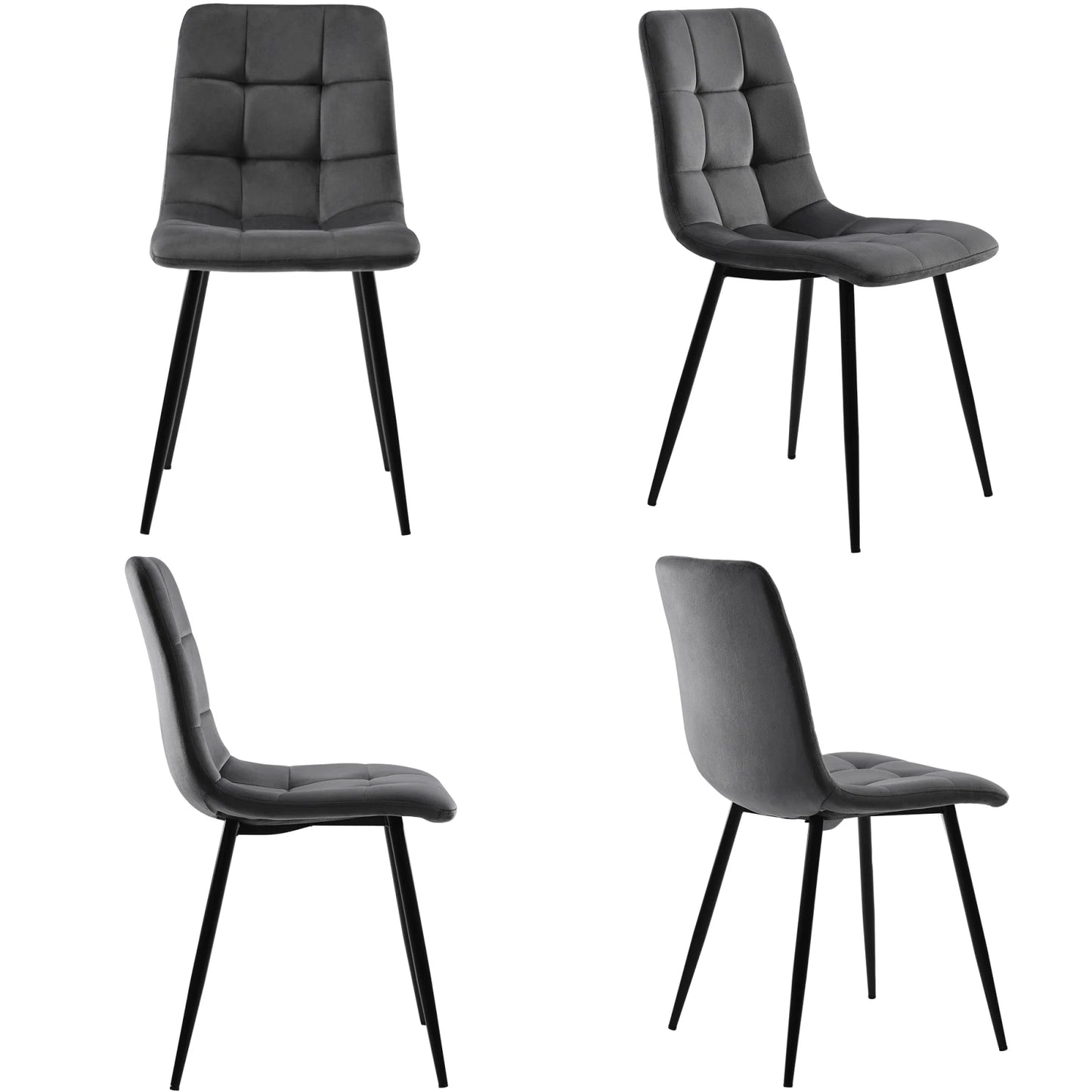 Moderne Esszimmerstühle 4er Set Samt – Ergonomische Küchenstühle Polsterstuhl Metall