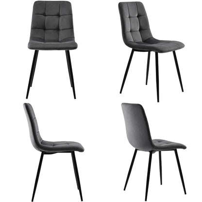 Moderne Esszimmerstühle 4er Set Samt – Ergonomische Küchenstühle Polsterstuhl Metall