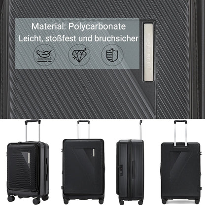 Hartschalen Koffer Top-Opening 28 Zoll PC – Grosser Koffer Dehnbar mit 360 Rollen & Frontöffnung