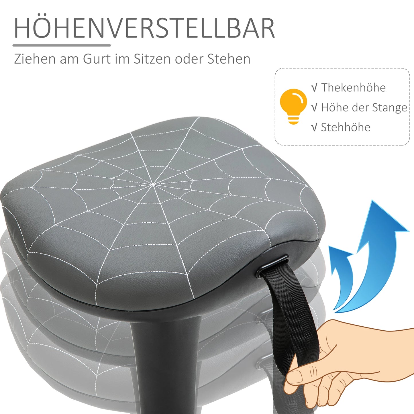 Ergonomische Stehhilfe Höhenverstellbar Schwarz – Dynamischer Stehhocker mit Wippfunktion & Sattelsitz