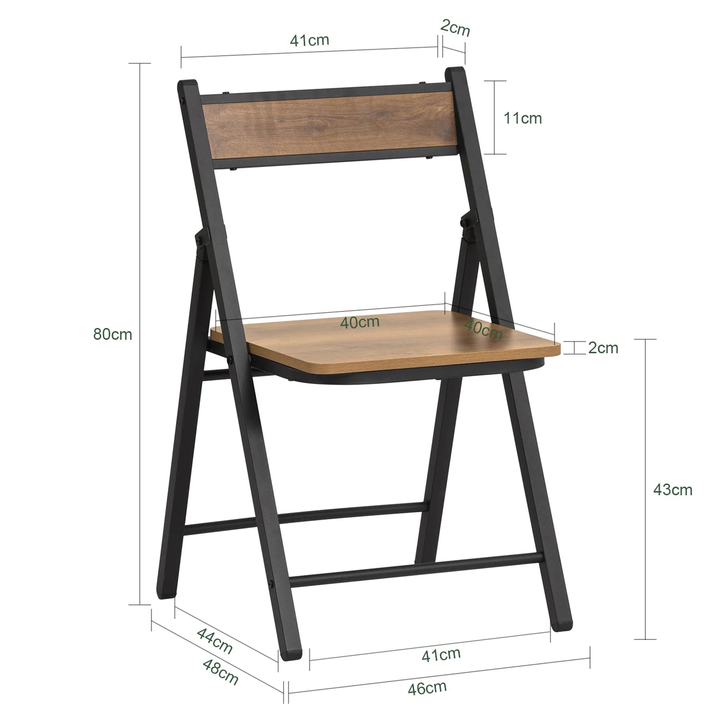 Klappstuhl Metall 2er Set Schwarz – Platzsparender Klappbarer Esszimmerstuhl bis 150kg Tragkraft