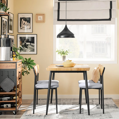 Esstisch Set 5-teilig Holzoptik Natur – Kompakter Esstisch mit 4 Polsterstühlen für die Küche