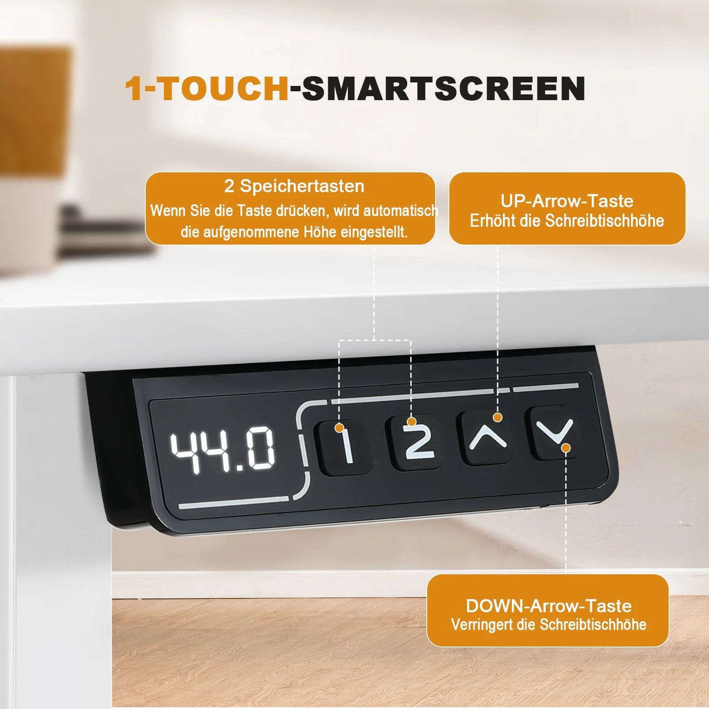Elektrischer Höhenverstellbarer Stehschreibtisch 160 cm – Ergonomischer Schreibtisch mit USB & Memory-Funktion