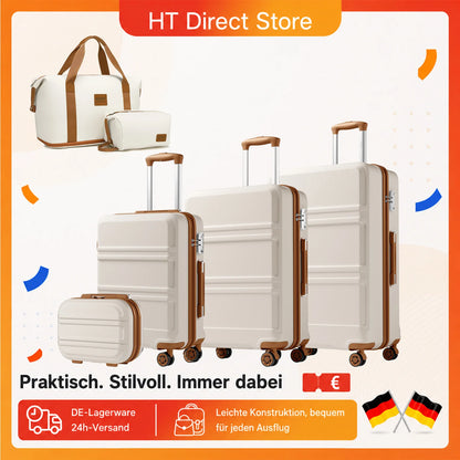Hartschalen Kofferset Schwarz TSA – Leichtes Koffer Set mit Reisetasche & Kosmetikkoffer