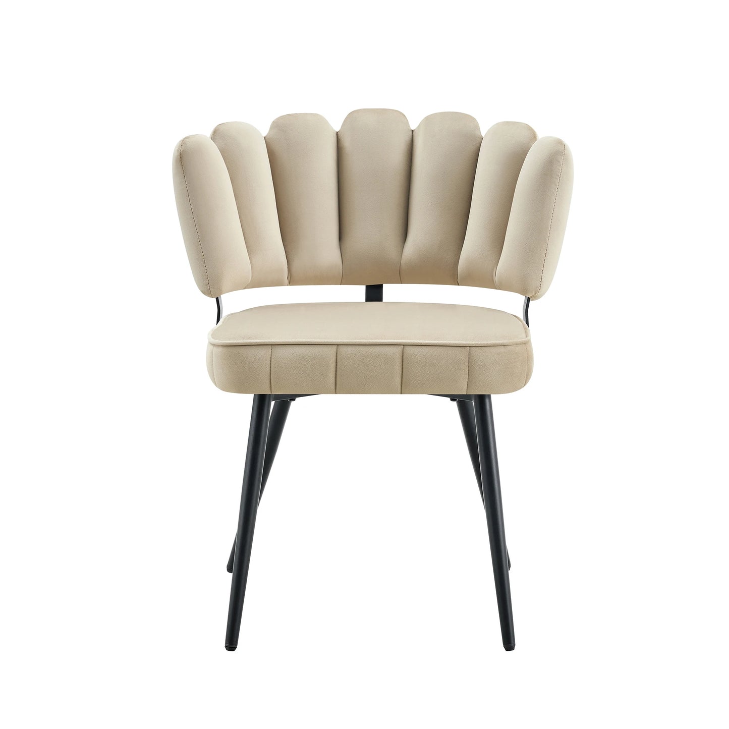 Esszimmerstuhl 2er Set Beige – Modernes Polsterstuhl Set aus Samt in Blutenform mit Metallbeinen bis 120kg