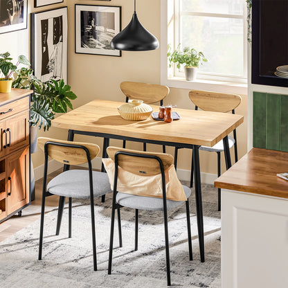 Esstisch Set 5-teilig Holzoptik Natur – Kompakter Esstisch mit 4 Polsterstühlen für die Küche