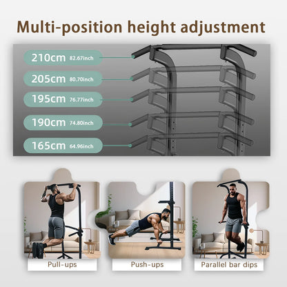 Klimmzugstation Höhenverstellbar – Freistehende Power Tower Dip Station für Homegym bis 150kg