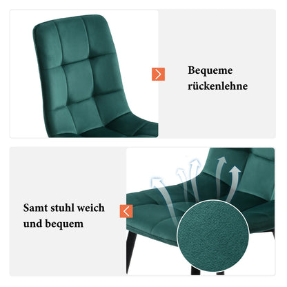 Esszimmerstuhl 4er Set Gruen – Modernes Polsterstuhl Set aus Samt & Metallbeinen bis 150kg