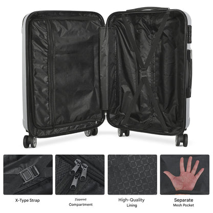 Kofferset 3-teilig Hartschale Schwarz – Leichtes Koffer Set M L XL mit 360 Rollen & Zahlenschloss
