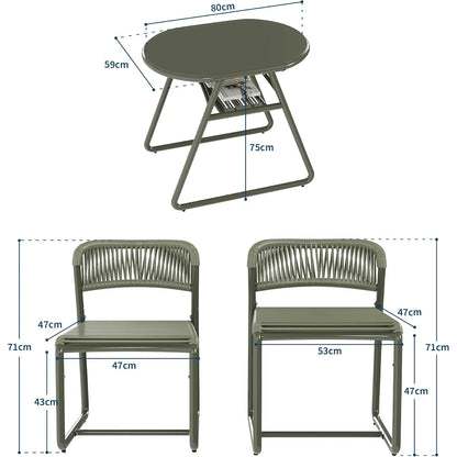 Bistro Set 3-teilig Wetterfest Metall – Modernes Gartenmöbel Set mit 2 Stühlen & Tisch
