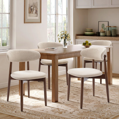 Polsterstühle 2er Set Holz Beige – Moderne Esszimmerstühle mit Stoffbezug & Ergo-Rückenlehne