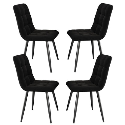Moderne Samt Esszimmerstühle 4er Set Grau – Ergonomische Küchenstühle Polsterstuhl Metall