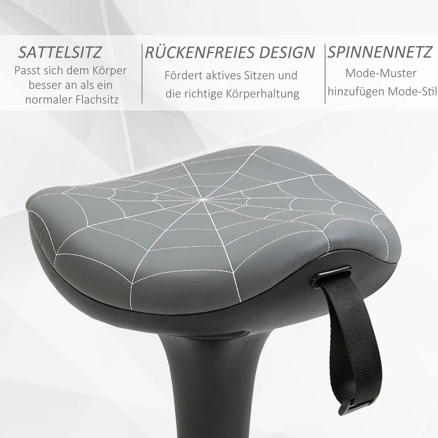 Ergonomische Stehhilfe Höhenverstellbar Schwarz – Dynamischer Stehhocker mit Wippfunktion & Sattelsitz