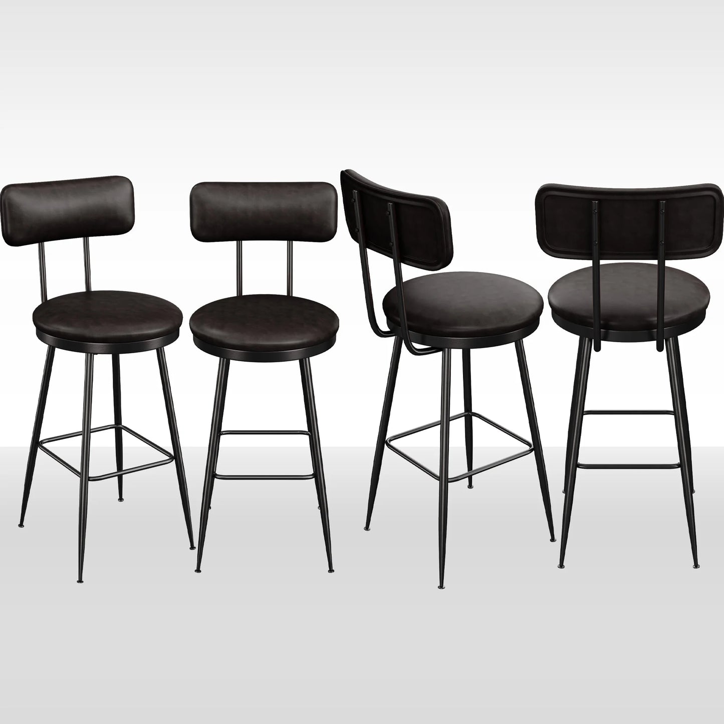 Barhocker 2er Set Schwarz – Moderne Tresenstuehle aus Kunstleder & Metall fuer Kueche, Bar & Counter bis 120kg