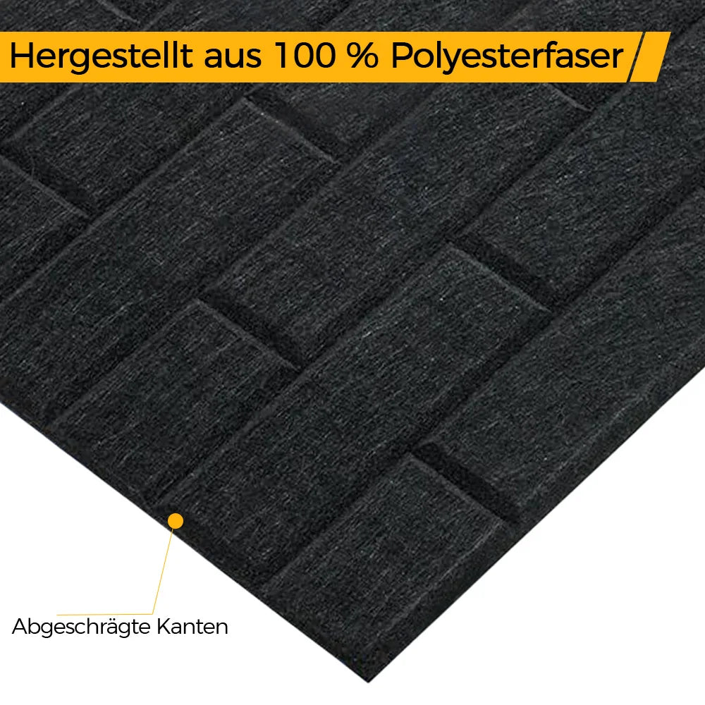 3D Wandpaneele Backsteinoptik 12er Set 30x30cm – Selbstklebende Akustikpaneele aus Polyester