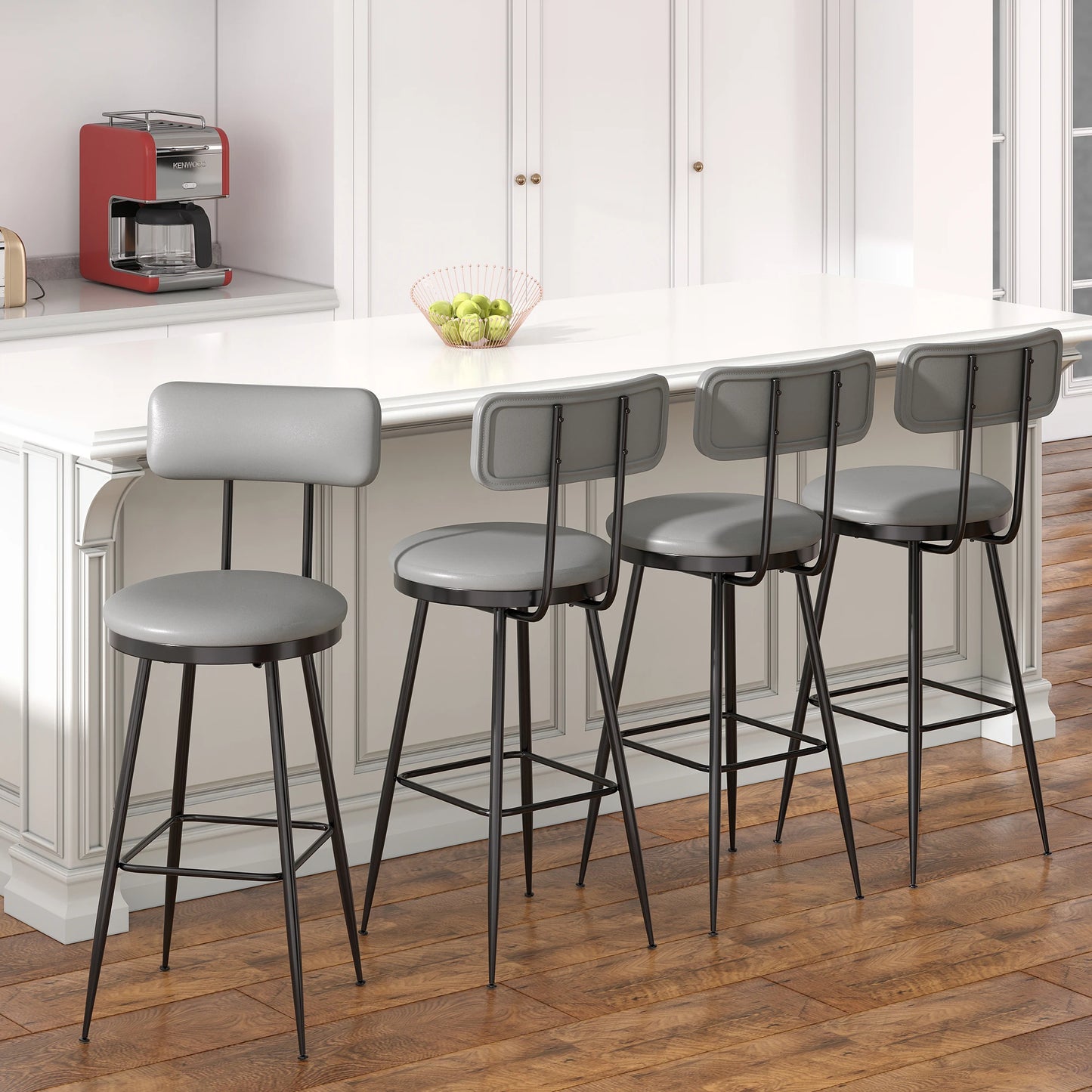 Barhocker 2er Set Schwarz – Moderne Tresenstuehle aus Kunstleder & Metall fuer Kueche, Bar & Counter bis 120kg