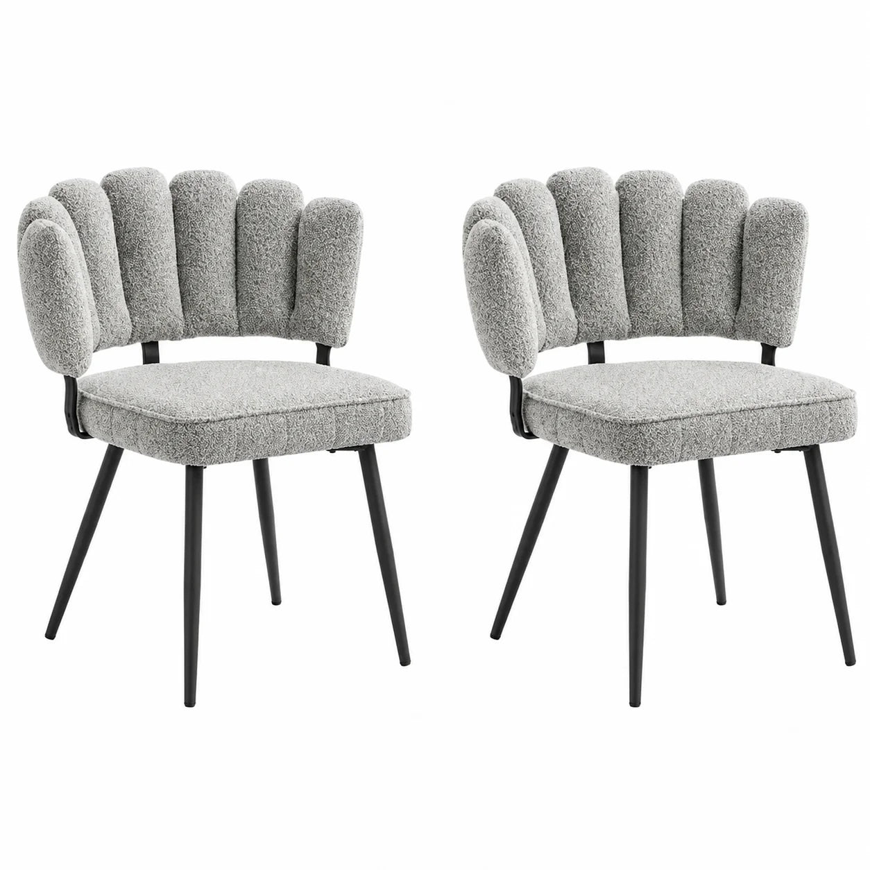 Esszimmerstuhl 2er Set Beige – Modernes Polsterstuhl Set aus Samt in Blutenform mit Metallbeinen bis 120kg