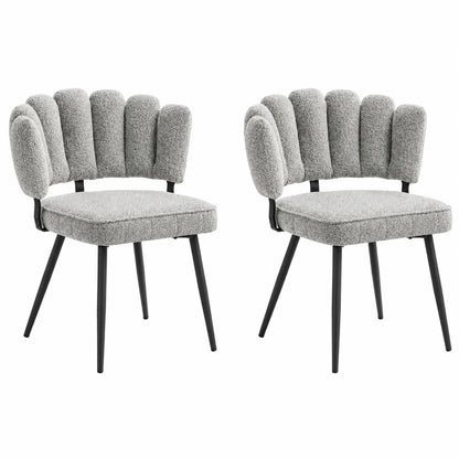 Esszimmerstuhl 2er Set Beige – Modernes Polsterstuhl Set aus Samt in Blutenform mit Metallbeinen bis 120kg