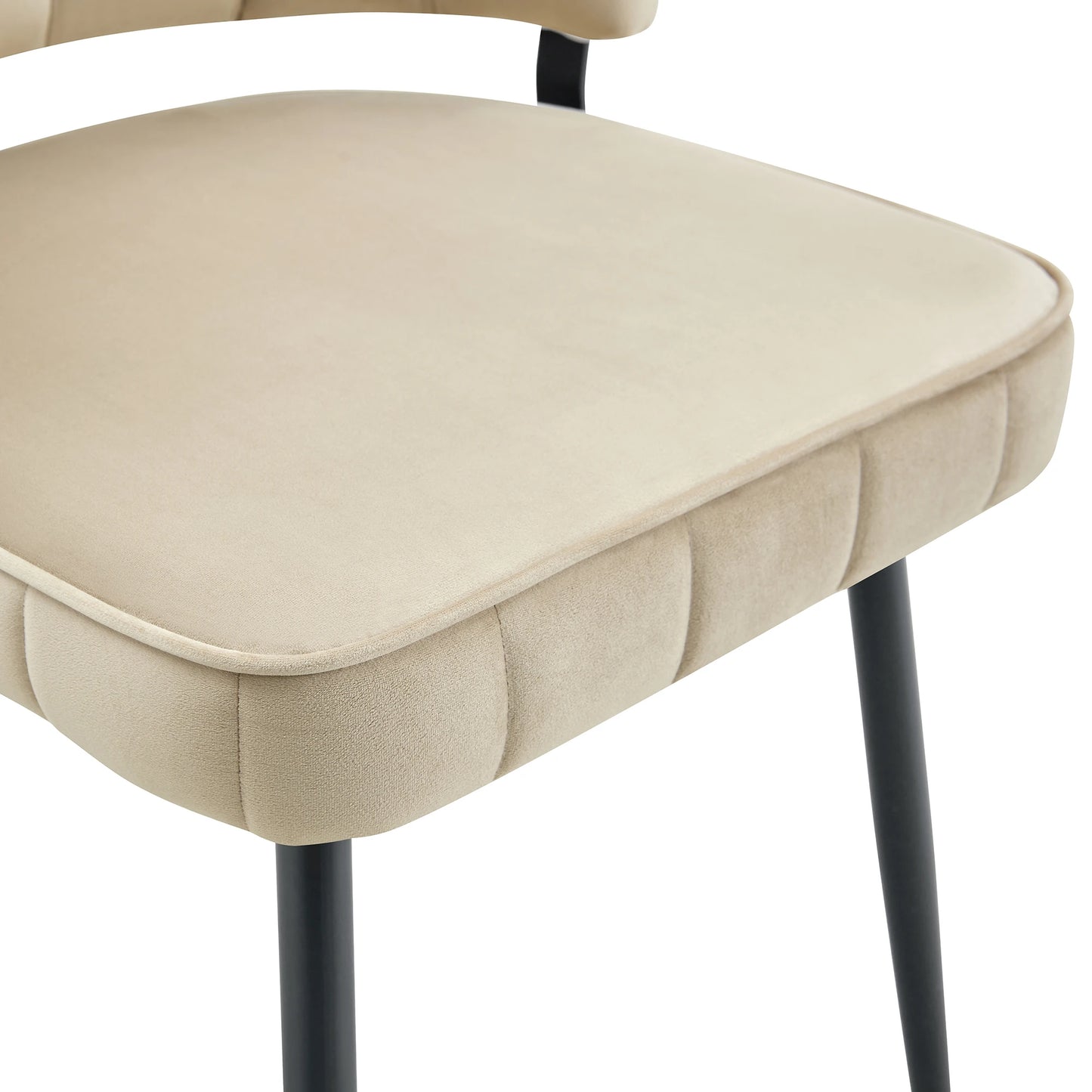 Esszimmerstuhl 2er Set Beige – Modernes Polsterstuhl Set aus Samt in Blutenform mit Metallbeinen bis 120kg