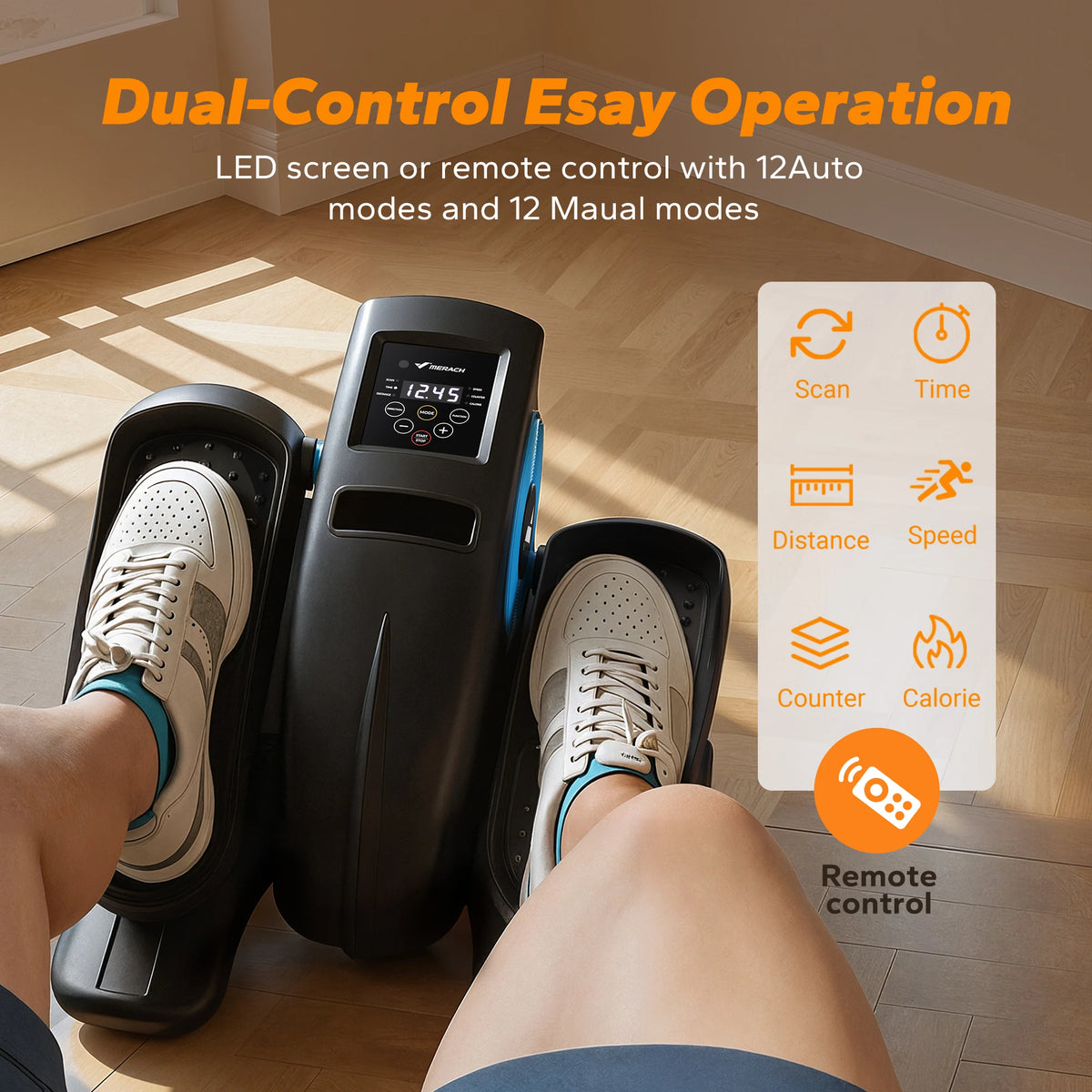 Elektrischer Mini Ellipsentrainer mit Fernbedienung – Leiser Untertisch Beintrainer 12 Stufen