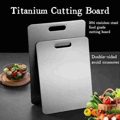 Edelstahl Schneidebrett Titan Optik – Beidseitiges Metall Schneidebrett fuer Fleisch & Gemuese