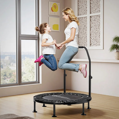Klappbares Fitness Trampolin 102cm – Mini Rebounder mit Verstellbarem Griff bis 150kg