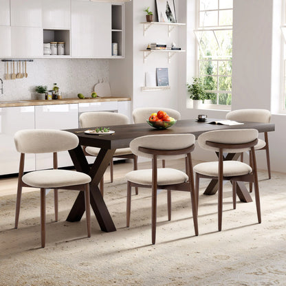 Polsterstühle 2er Set Holz Beige – Moderne Esszimmerstühle mit Stoffbezug & Ergo-Rückenlehne