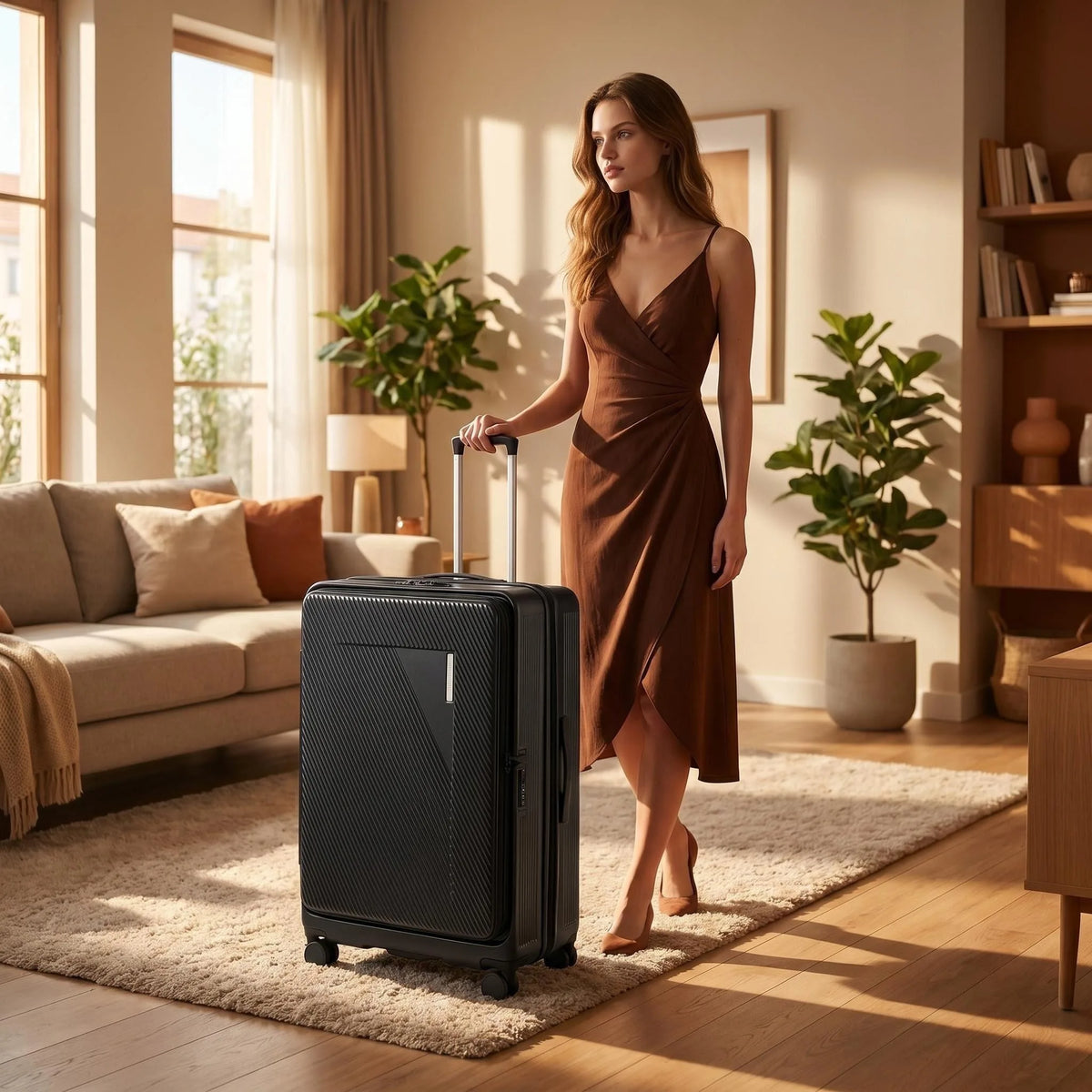 Hartschalen Koffer Top-Opening 28 Zoll PC – Grosser Koffer Dehnbar mit 360 Rollen & Frontöffnung