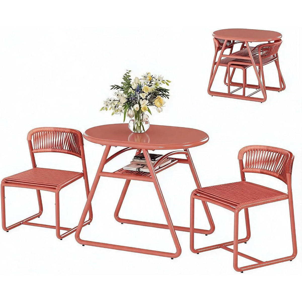 Bistro Set 3-teilig Wetterfest Metall – Modernes Gartenmöbel Set mit 2 Stühlen & Tisch